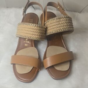 Italian Shoemakers Tan and Gold Sandals